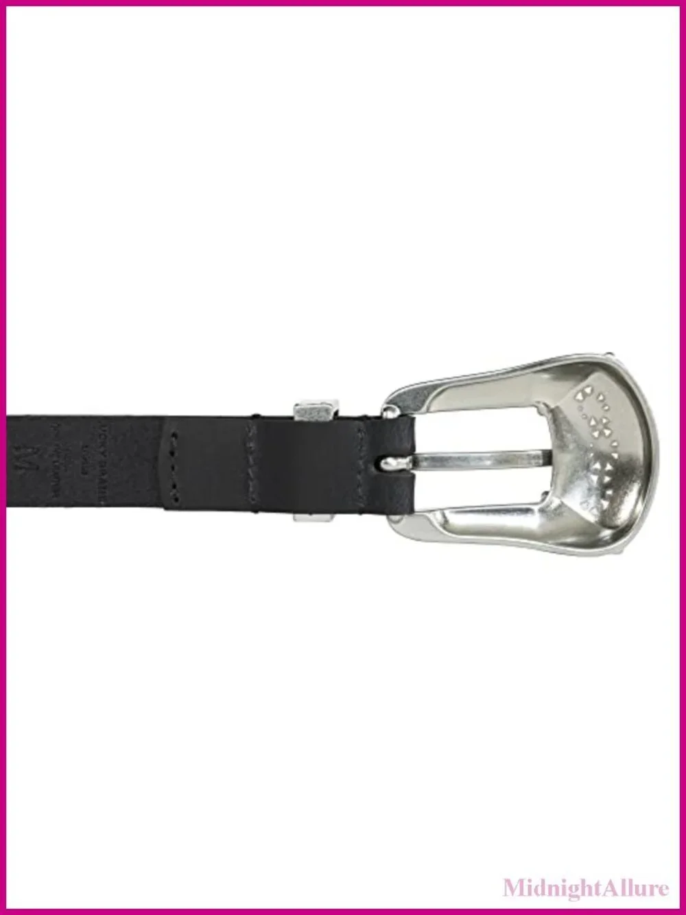 Lucky Brand Western Leather Belt with Nickel Roller Buckle